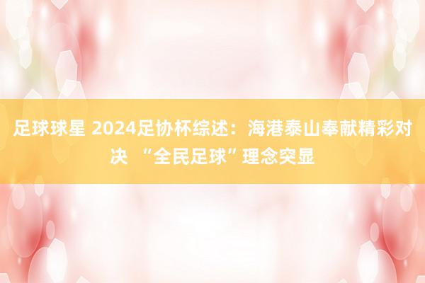 足球球星 2024足协杯综述：海港泰山奉献精彩对决  “全民足球”理念突显