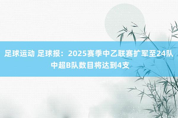 足球运动 足球报：2025赛季中乙联赛扩军至24队 中超B队数目将达到4支