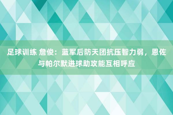 足球训练 詹俊：蓝军后防天团抗压智力弱，恩佐与帕尔默进球助攻能互相呼应